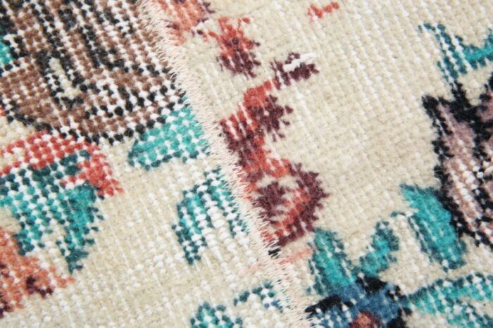 vintage runner rug in blue with floral 12