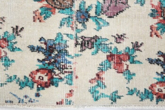 vintage runner rug in blue with floral 16