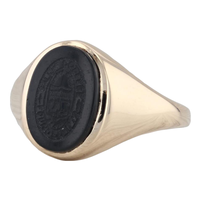 vintage salem college onyx seal signet school ring 14k yellow gold size 75 7296