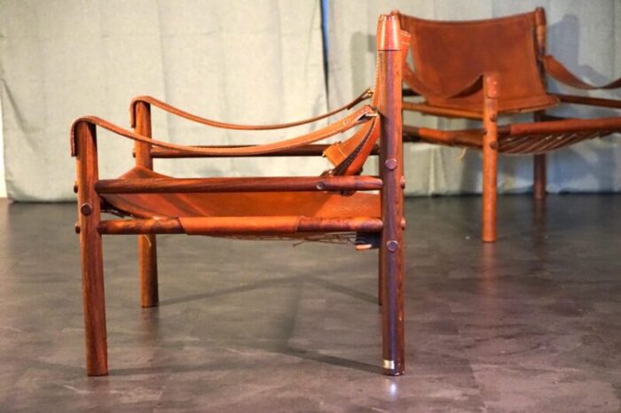 vintage scandinavian sirocco safari teak lounge chairs in cognac leather by arne norell for arne norell ab 1960s set of 2 2789