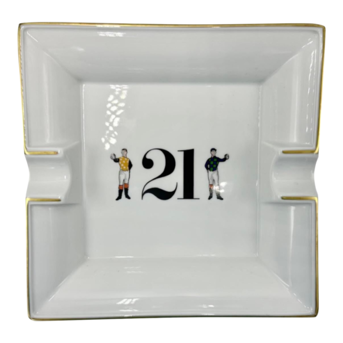 vintage the 21 club nyc restaurant ashtray dish equestrian jockey new york city 5819