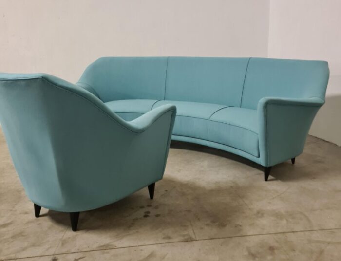 vintage three seater sofa and armchair by ico parisi for ariberto colombo 1951 set of 2 8765