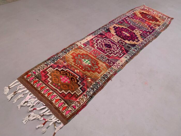 vintage turkish handmade tribal runner rug 2