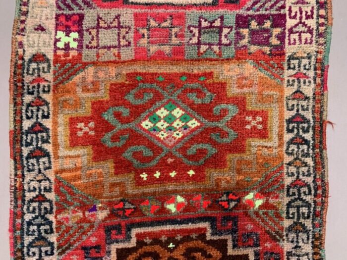 vintage turkish handmade tribal runner rug 4