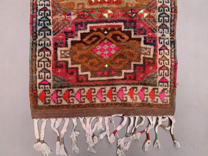 vintage turkish handmade tribal runner rug 6