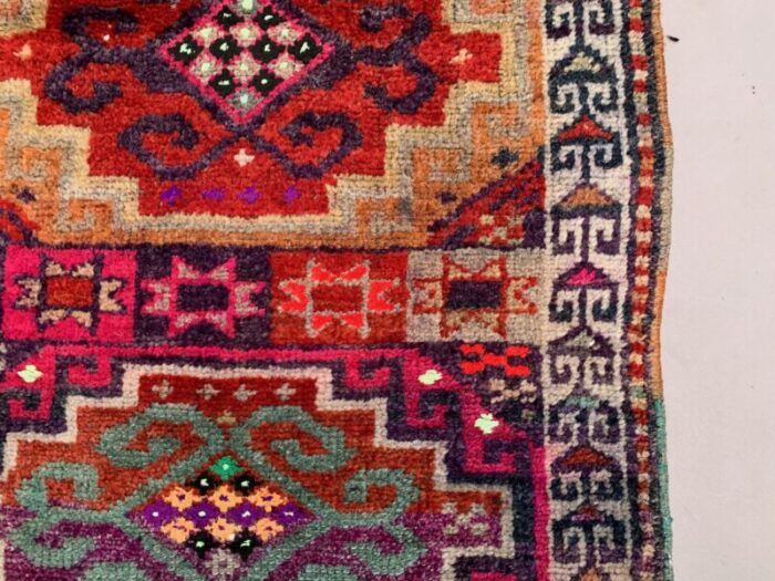 vintage turkish handmade tribal runner rug 8