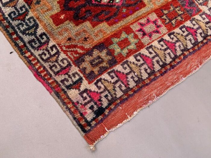 vintage turkish handmade tribal runner rug 9