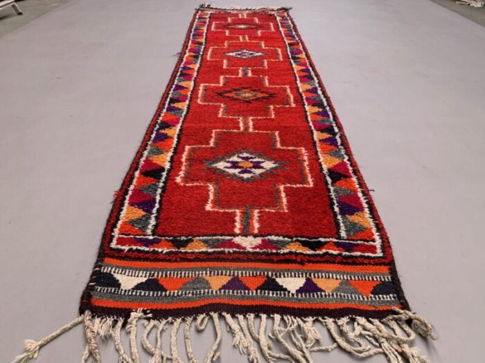 vintage turkish handmade tribal runner rug in wool 1