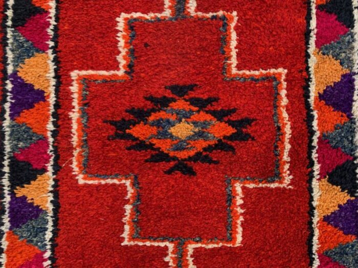 vintage turkish handmade tribal runner rug in wool 6