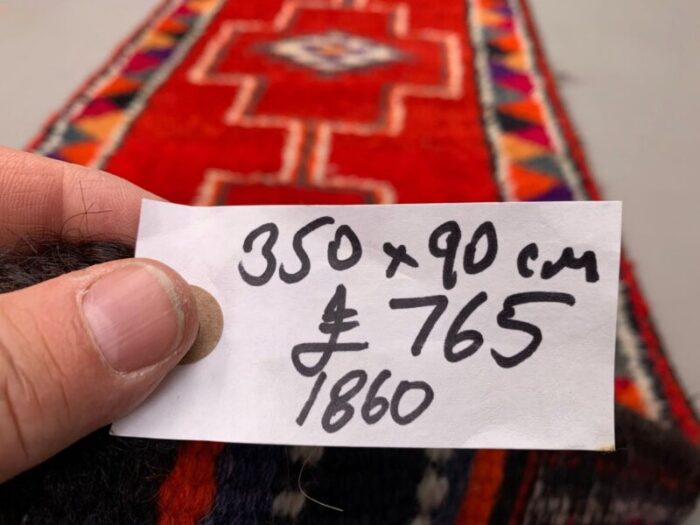 vintage turkish handmade tribal runner rug in wool 8