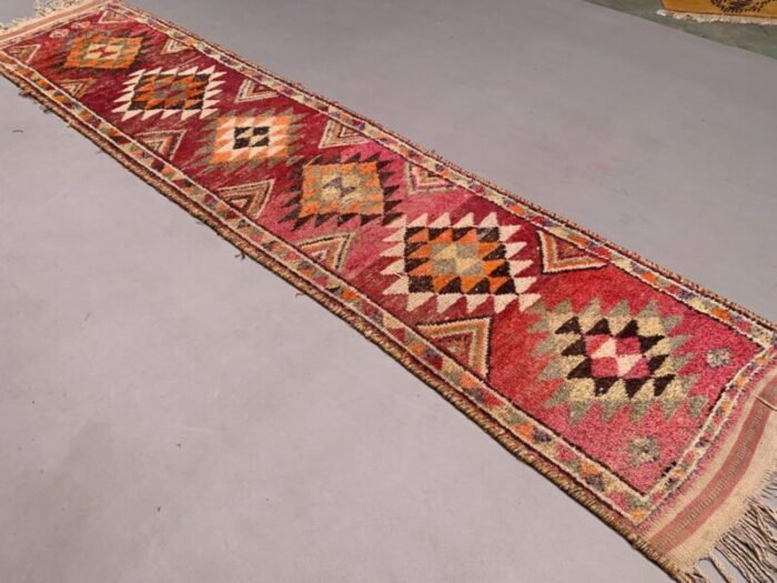 vintage turkish handmade tribal wool runner rug 2