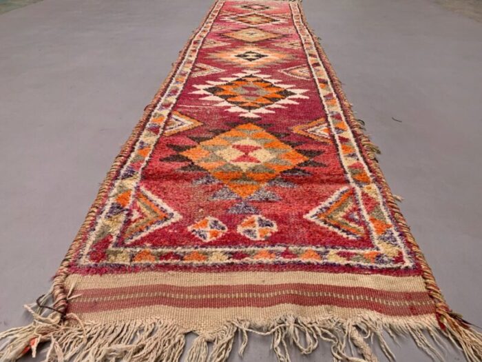 vintage turkish handmade tribal wool runner rug 3