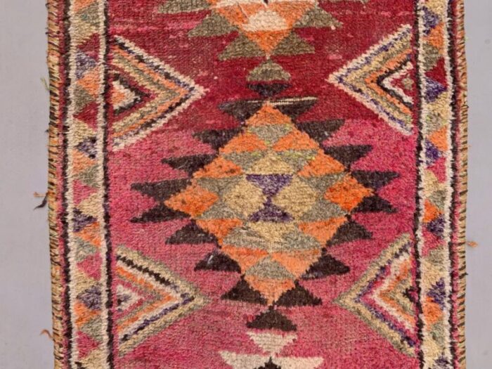 vintage turkish handmade tribal wool runner rug 4