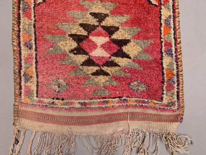 vintage turkish handmade tribal wool runner rug 5