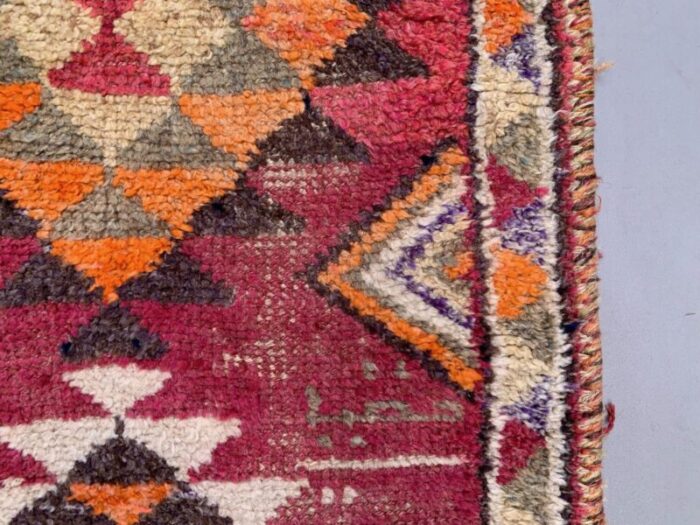 vintage turkish handmade tribal wool runner rug 8