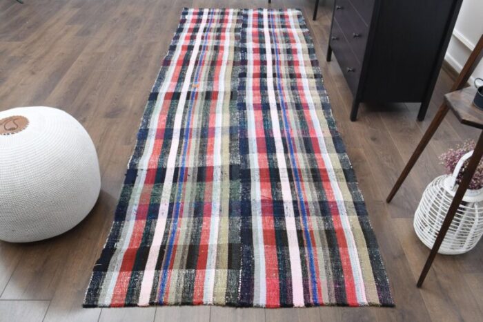 vintage turkish kilim oushak runner rug 1