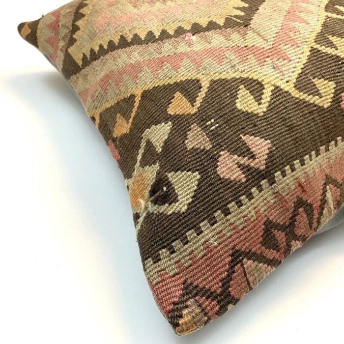 vintage turkish kilim pillow cover in wool cotton 10