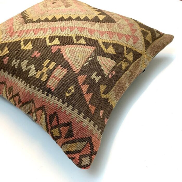 vintage turkish kilim pillow cover in wool cotton 3