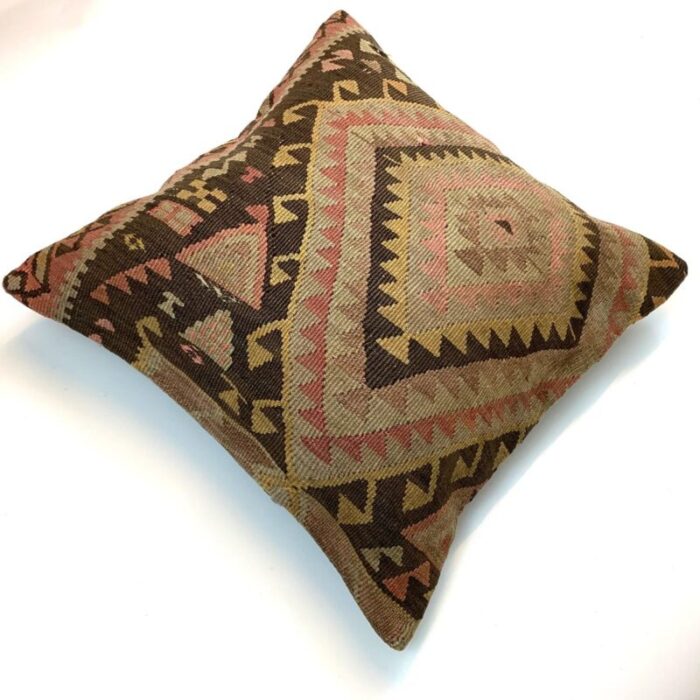 vintage turkish kilim pillow cover in wool cotton 4