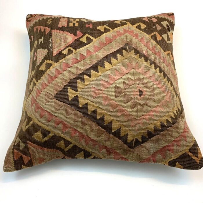 vintage turkish kilim pillow cover in wool cotton 5