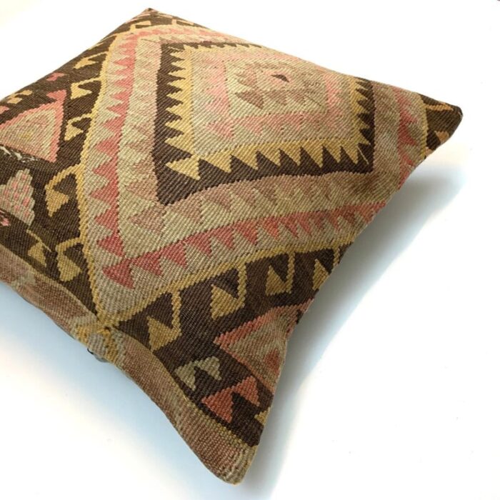 vintage turkish kilim pillow cover in wool cotton 6