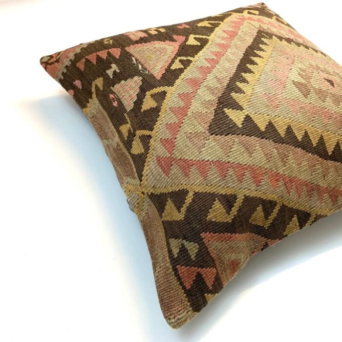 vintage turkish kilim pillow cover in wool cotton 8