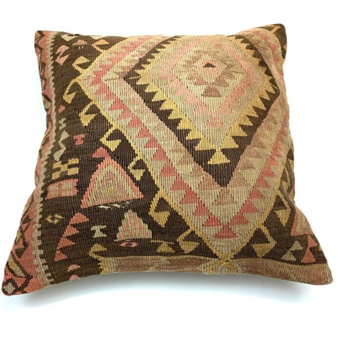 vintage turkish kilim pillow cover in wool cotton 9