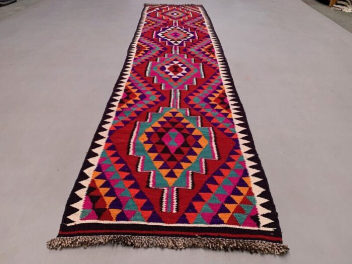 vintage turkish kilim runner rug in wool 1 1