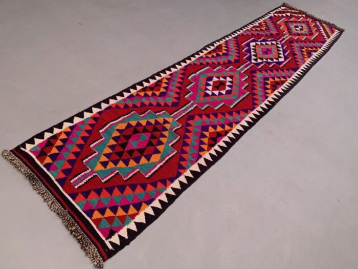 vintage turkish kilim runner rug in wool 2 1