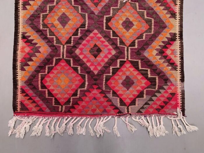 vintage turkish kilim wool runner rug 5