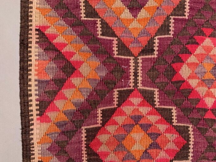 vintage turkish kilim wool runner rug 6