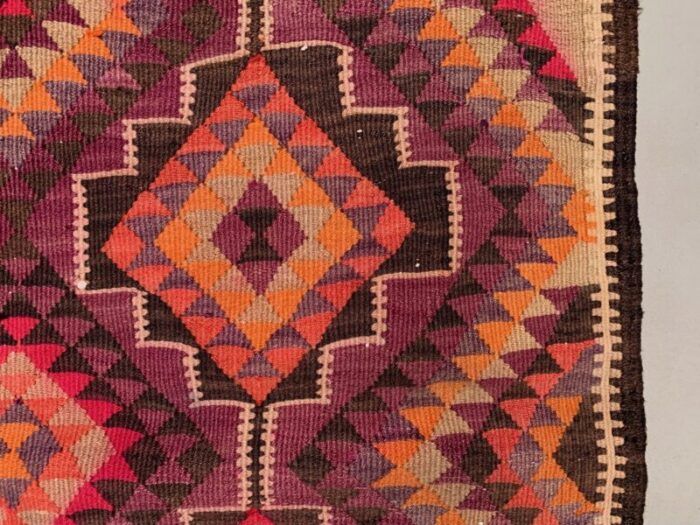 vintage turkish kilim wool runner rug 7