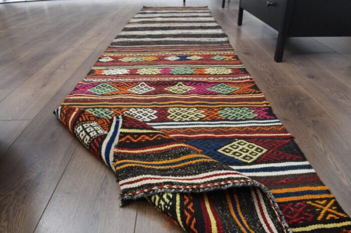 vintage turkish oushak kilim runner rug 3