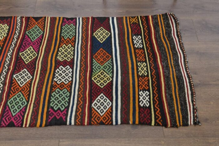 vintage turkish oushak kilim runner rug 4