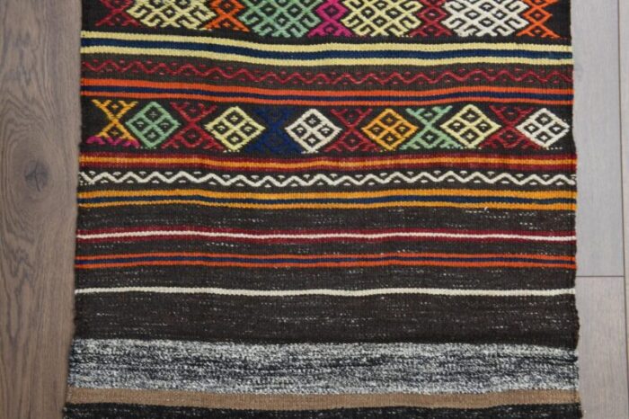 vintage turkish oushak kilim runner rug 7