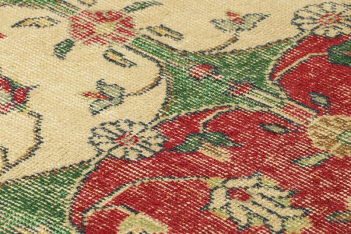 vintage turkish runner rug in green with floral patterns from rug and kilim 0596