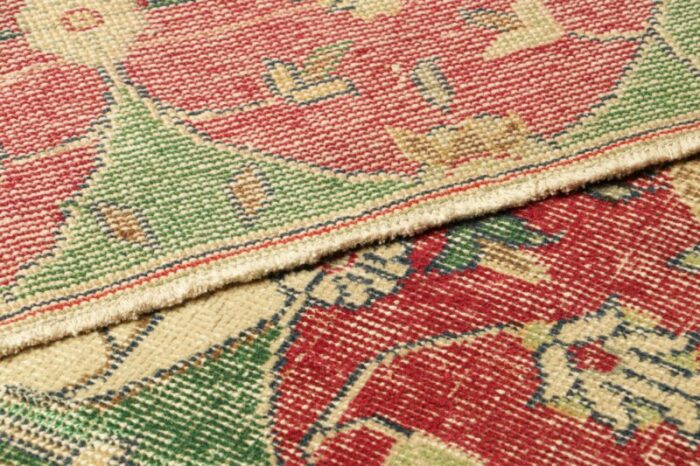 vintage turkish runner rug in green with floral patterns from rug and kilim 2138