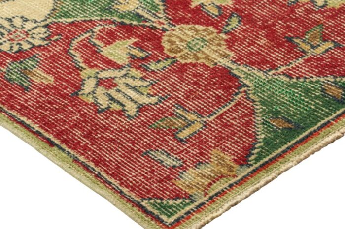 vintage turkish runner rug in green with floral patterns from rug and kilim 3957