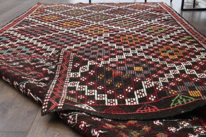 vintage turkish wool flatweave kilim area rug 4