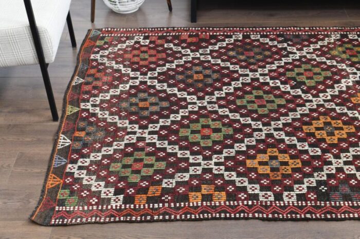 vintage turkish wool flatweave kilim area rug 5