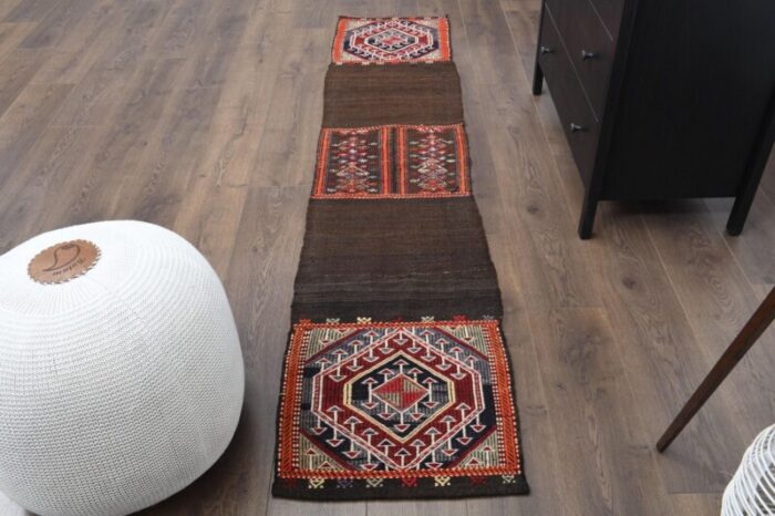 vintage turkish wool hallway rug 1