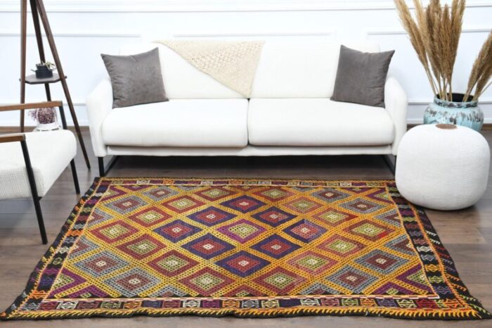 vintage turkish wool kilim area rug 10 1