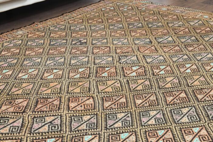 vintage turkish wool kilim area rug 10