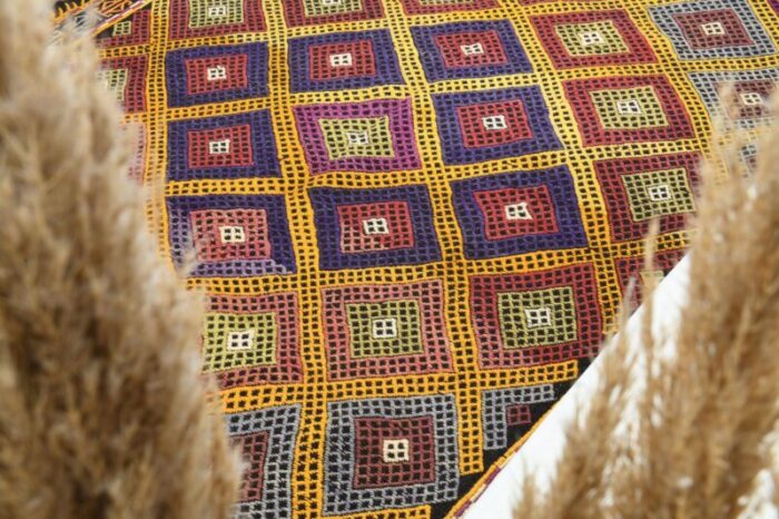 vintage turkish wool kilim area rug 2 1