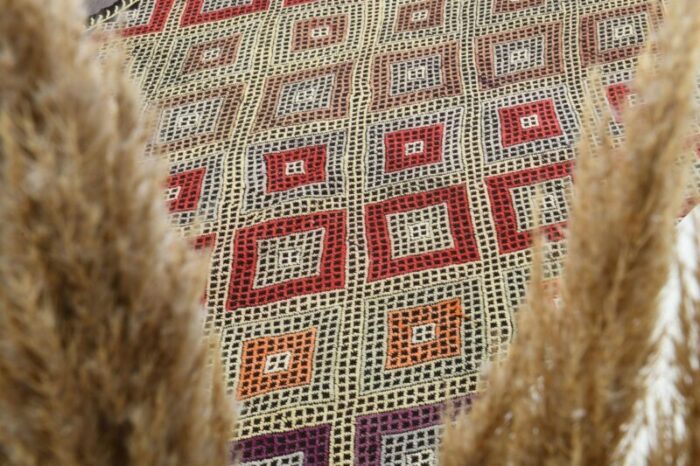 vintage turkish wool kilim area rug 2 2