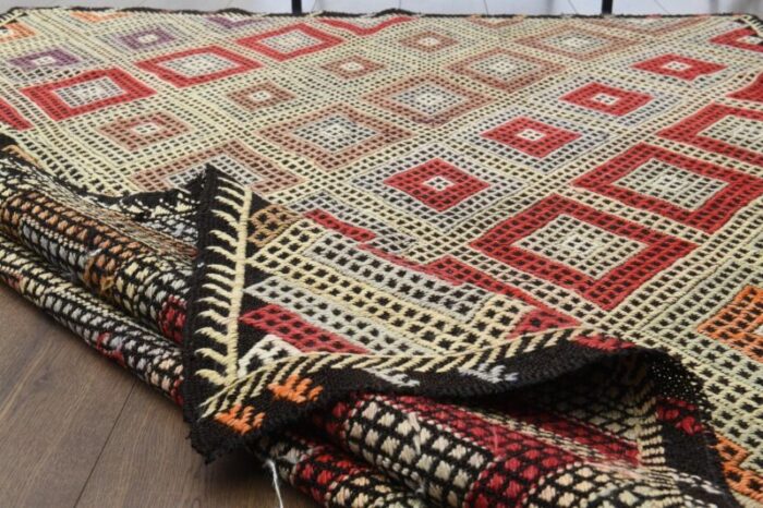 vintage turkish wool kilim area rug 4 2