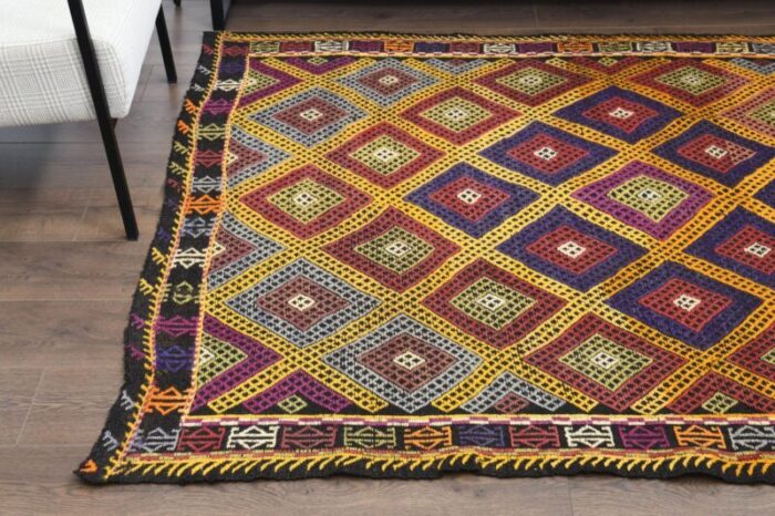 vintage turkish wool kilim area rug 5 1