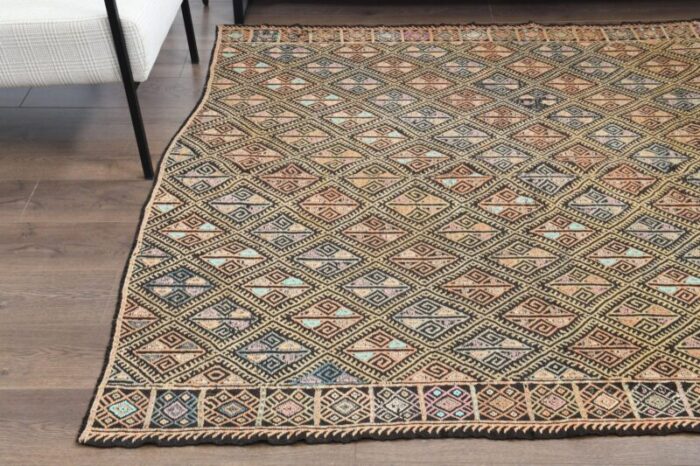 vintage turkish wool kilim area rug 5