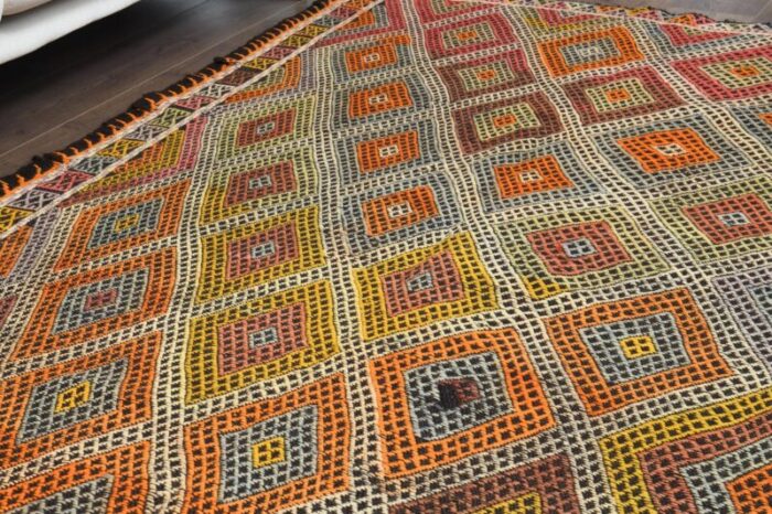 vintage turkish wool kilim area rug 7 3