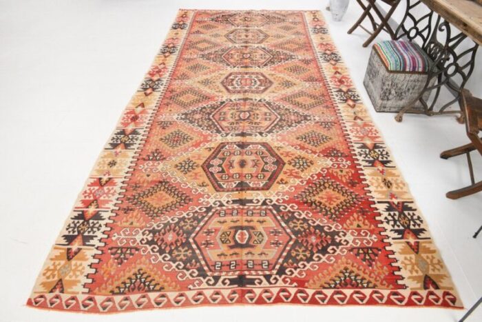 vintage turkish wool kilim rug 8 3